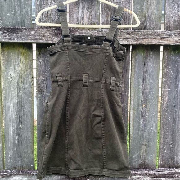 Divided H&M Olive Denim Jumper Dress | 4 - Picture 2 of 4